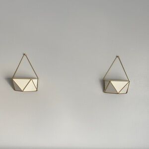 Geometric Hanging Wall Planters in White and Gold - Set of 2